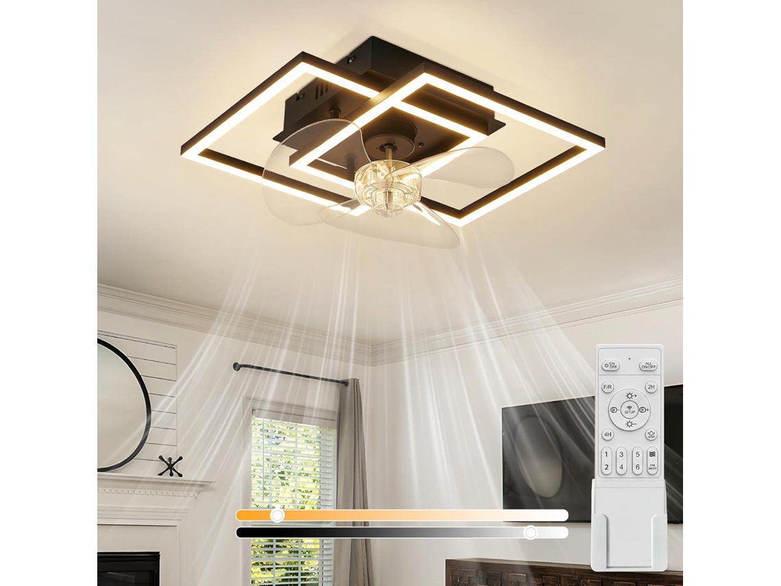 Ventilador De Techo Led Silencioso Nettlife Con Luz Regulable (3000k-6500k), Motor Dc 6 Velocidades, Control Remoto Y Temporizador