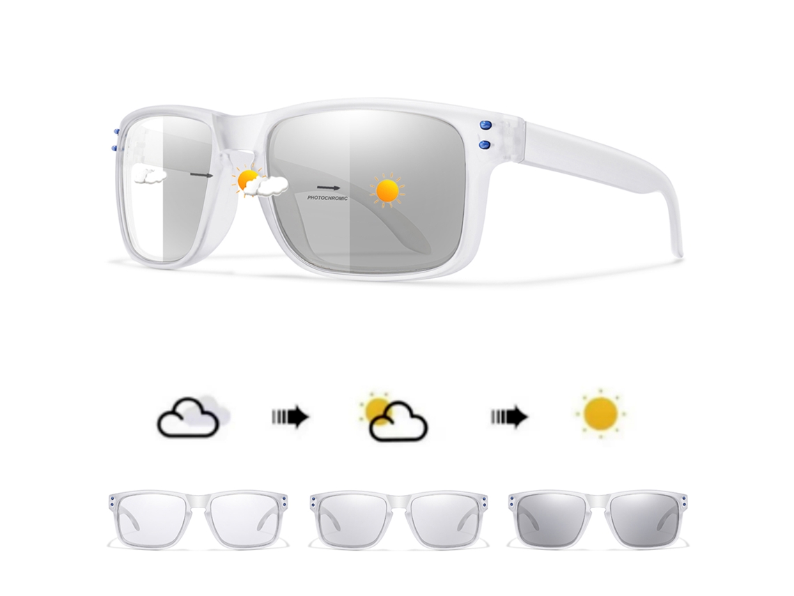 (blanco)gafas De Ciclismo Fotocromáticas, Unisex, Protección Solar Y Antigolpes.