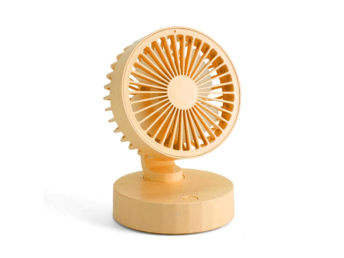 Ventilador De Escritorio Portátil Recargable, 3 Velocidades, Silencioso, Usb, Mini, Amarillo, Para Oficina O Dormitorio.