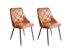 Sillas de comedor elegantes de cuero sintético Valerie de BELIANI con botones incrustados en marrón 54 x 46 x 84