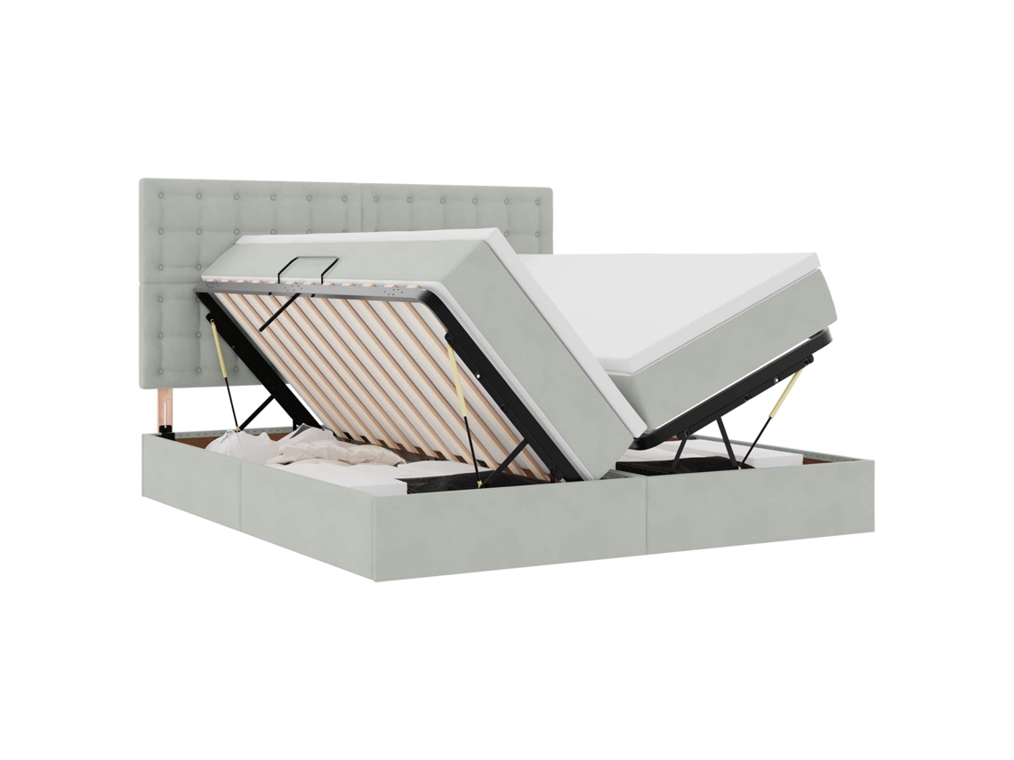 Maison Exclusive - Cama De Almacenamiento Led Con Colchón Gris Claro 200 X 200 Cm