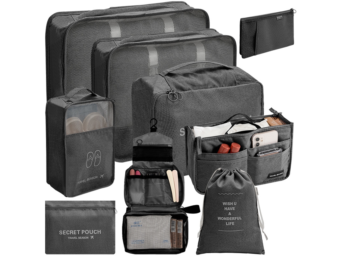 Conjunto De Bolsas Organizadoras Para Malas, Pacote Com 9 Chrui (preto)