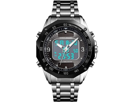 VEANXIN Reloj digital solar resistente al agua para hombre Reloj de pulsera LED-Azul plateado