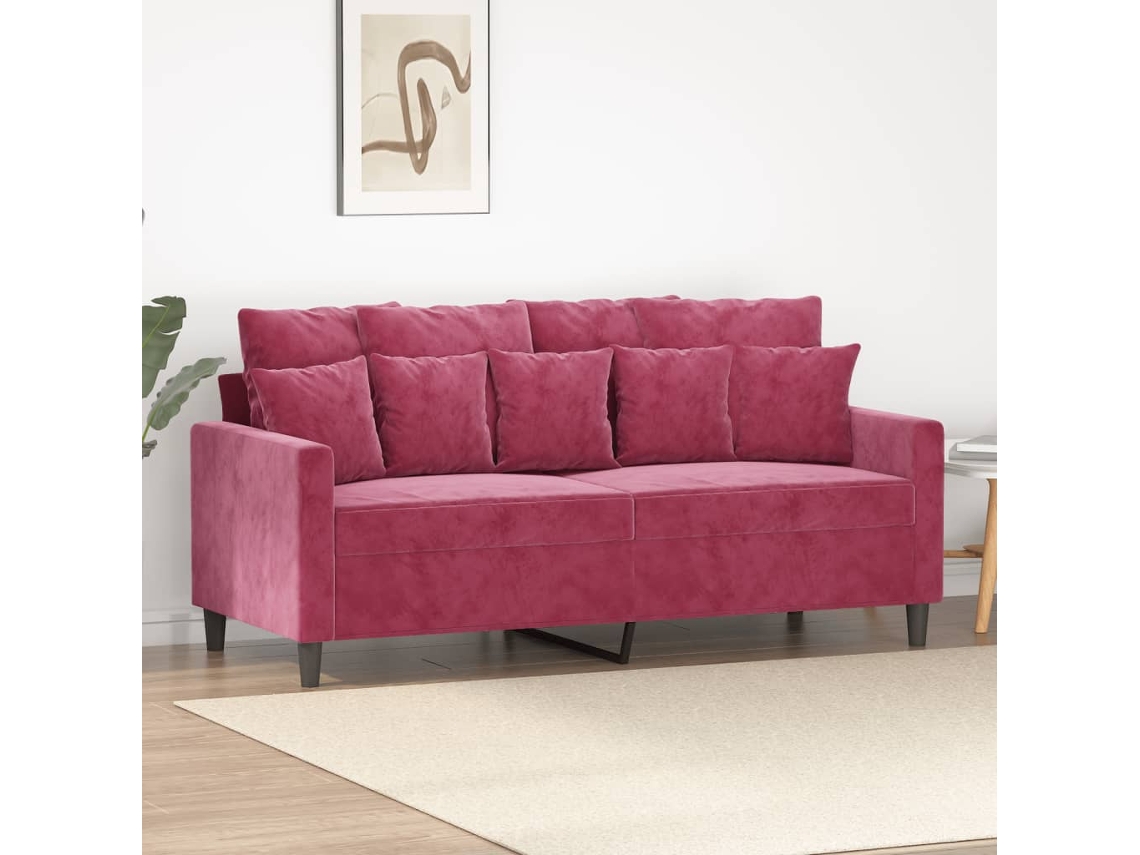 Sofá De 2 Plazas De Terciopelo Rojo Tinto 140 Cm