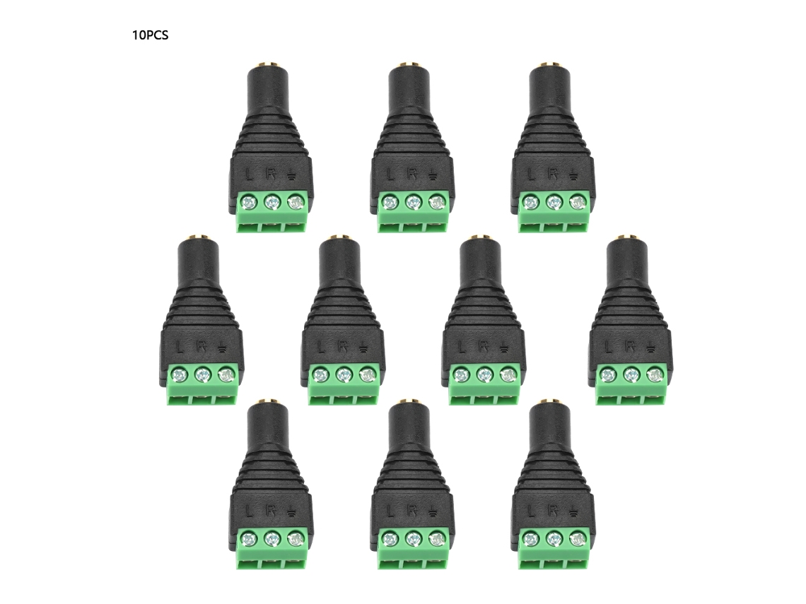 Adaptador de terminal de tornillo Velora 2026, conector hembra estéreo de 3 a 3,5 mm para vídeo AV, 10 unidades.