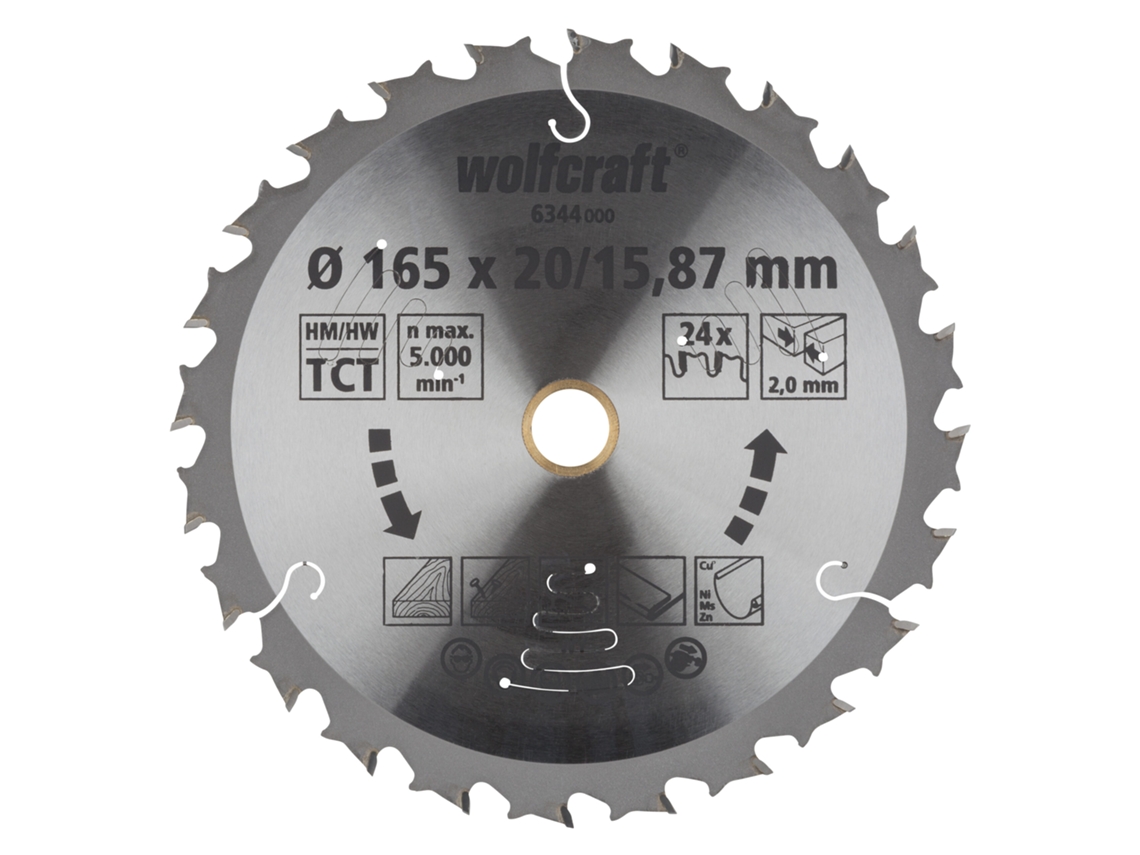 Wolfcraft 6344000 - 1 Disco De Sierra Circular A Batería Ct Ø165x20/15,87