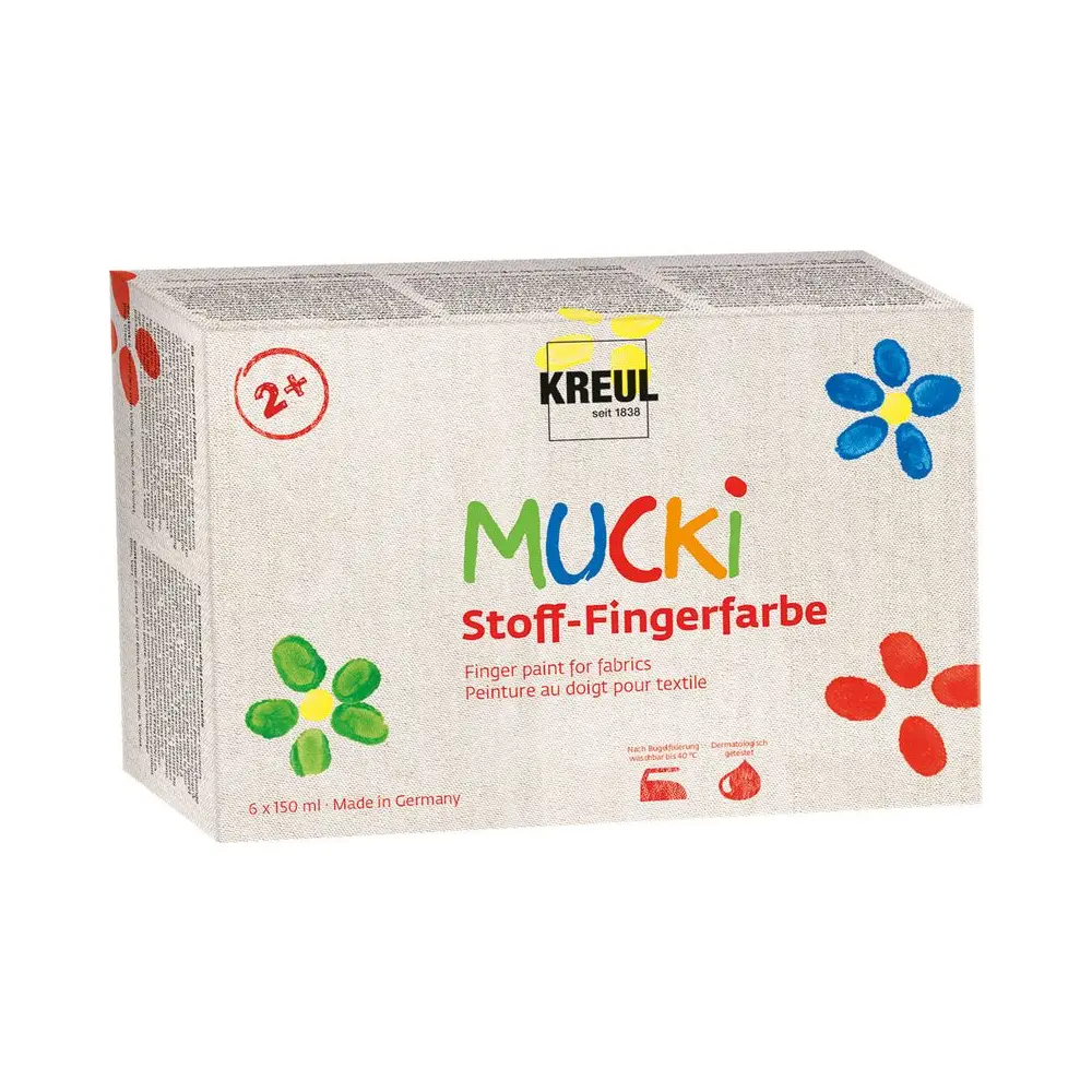 Pintura de Dedos en Tela KREUL Mucki 150 Ml Set de 6
