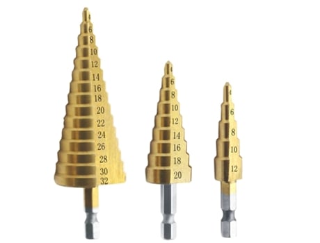 Juego de brocas escalonadas HSS de 3 piezas, 4-32 mm, 4-20 mm, 4-12 mm, broca escalonada de ranura recta, cortador de agujeros de metal y madera re...
