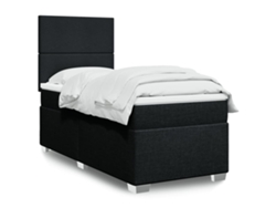Cama box spring con colchón tela negro 90x190 cm