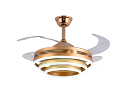 Ventilador de Techo Sfera Dorada 4 Aspas Retráctiles 72W Led 3000-4000-6000K Alt.45Xd.108/50Cm FERRIMEX