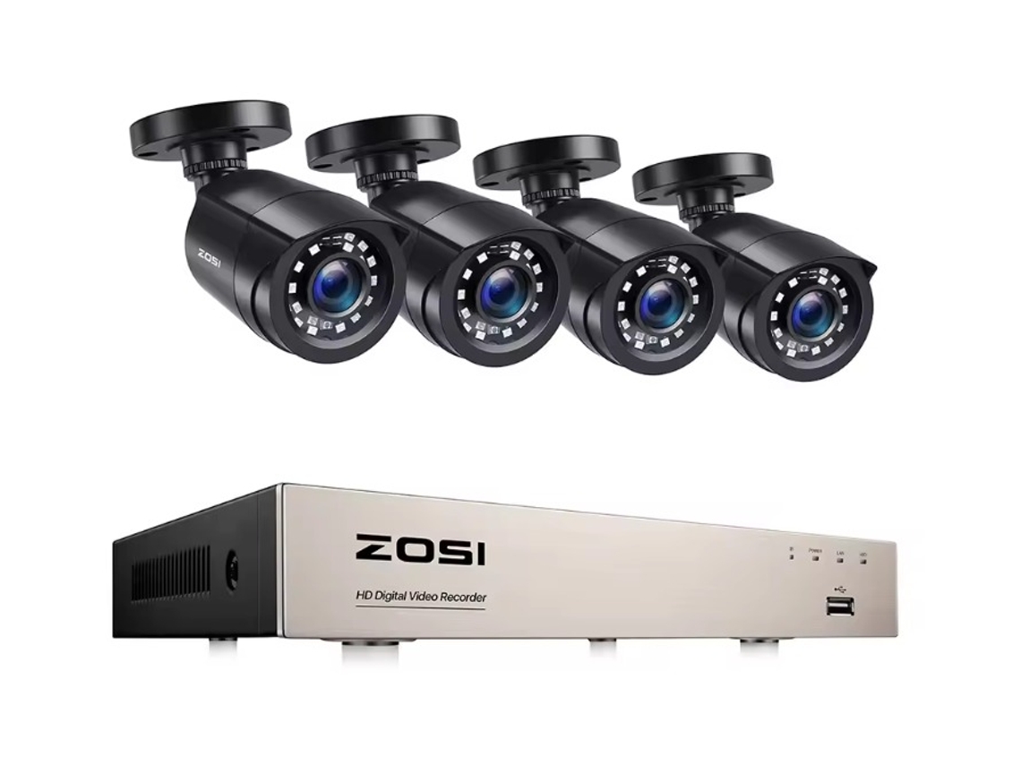 Kit Zosi Videovigilância Com 4 Câmaras Cor Preto