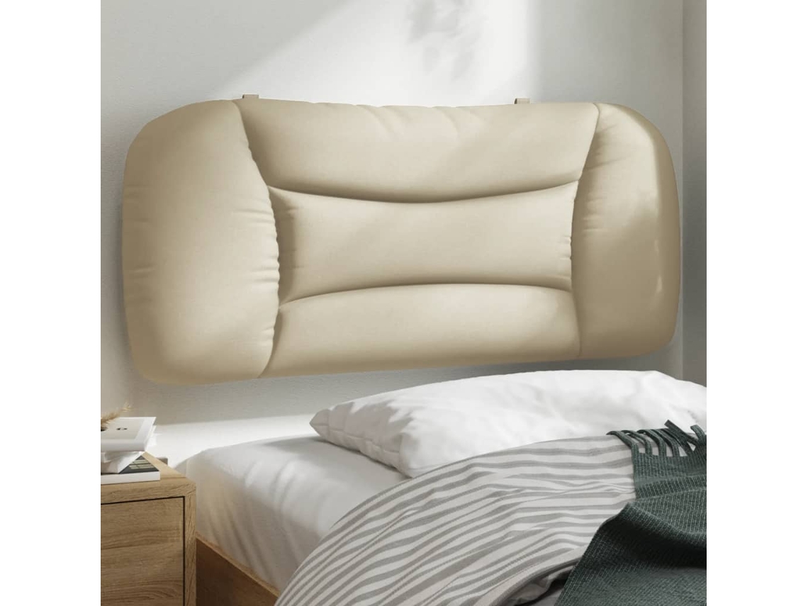 Cabecero De Cama Acolchado Tela Crema 90 Cm