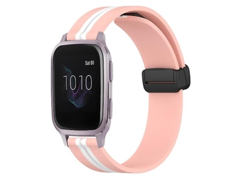 Correa para reloj Garmin Venu Sq de silicona de 20 mm con cierre plegable magnético Rosa-Blanco VENISYMLIS
