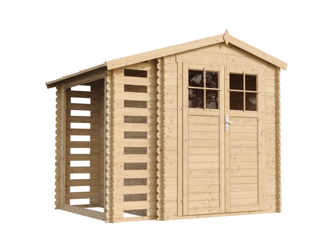 Caseta de Jardín de Madera TIMBELA M386F + M386G con Piso (4,47 M² - 206 x 272 x 218 cm)