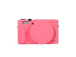 Funda protectora de silicona suave para Canon Powershot G7x Mark III / G7x III / G7x3 con tapa de objetivo rosa melocotón.