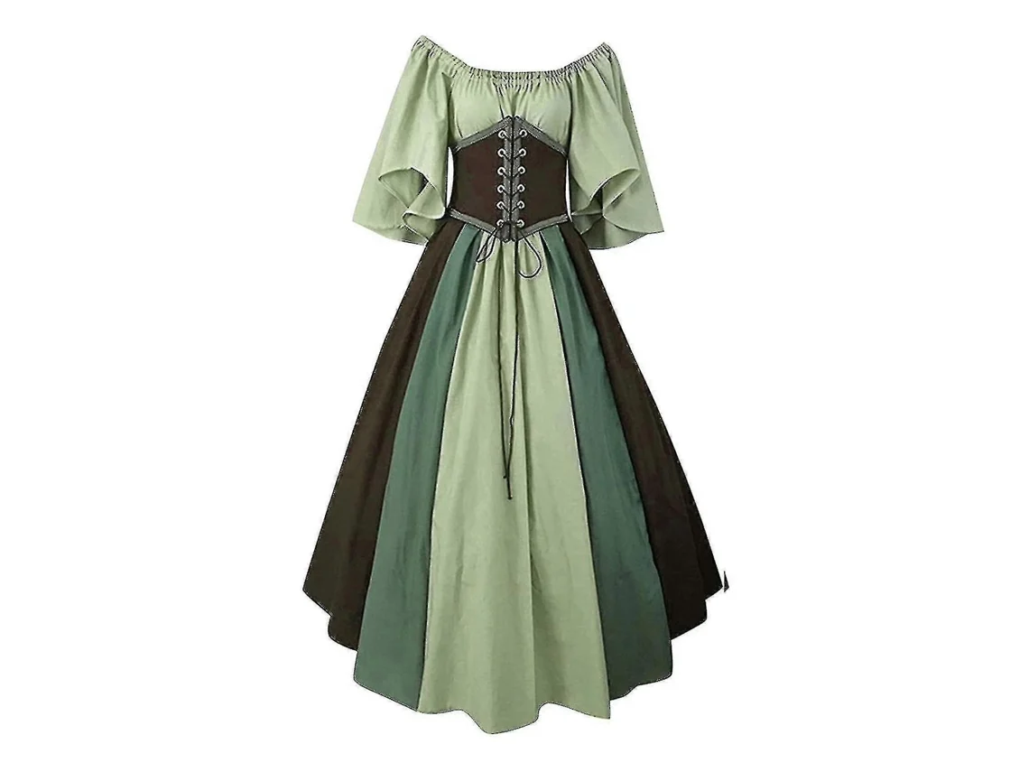 Vestidos góticos de manga corta para mujer, estilo medieval retro para fiestas/graduaciones.