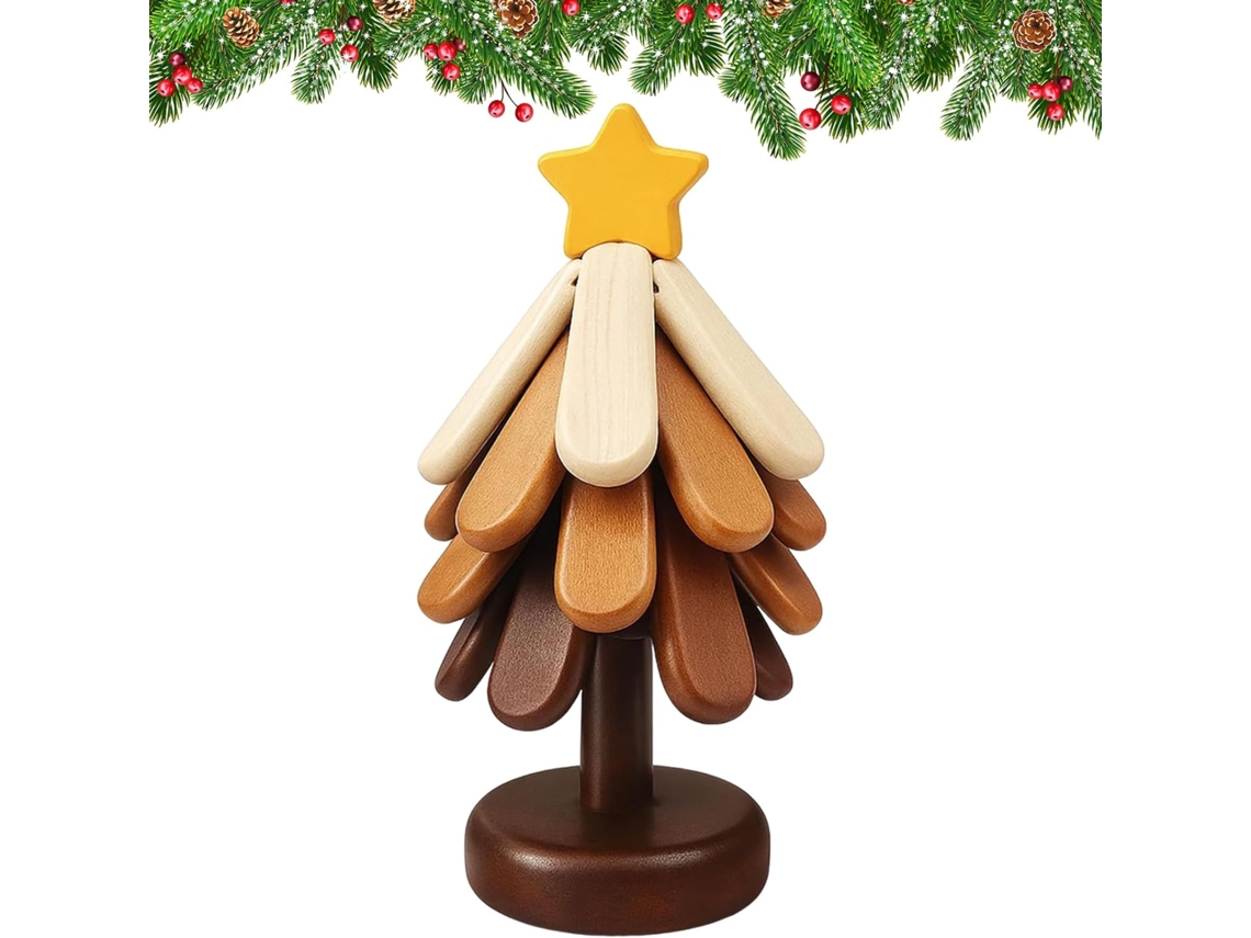 Juego de 4 salvamanteles de madera con forma de árbol, plegables y antideslizantes | Por Gokoco