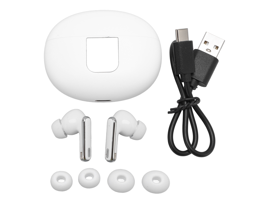 Auriculares Inalámbricos Bluetooth 5.4 Con Pantalla Digital, Reducción De Ruido, Ecualizador Y Estuche De Carga - Blanco