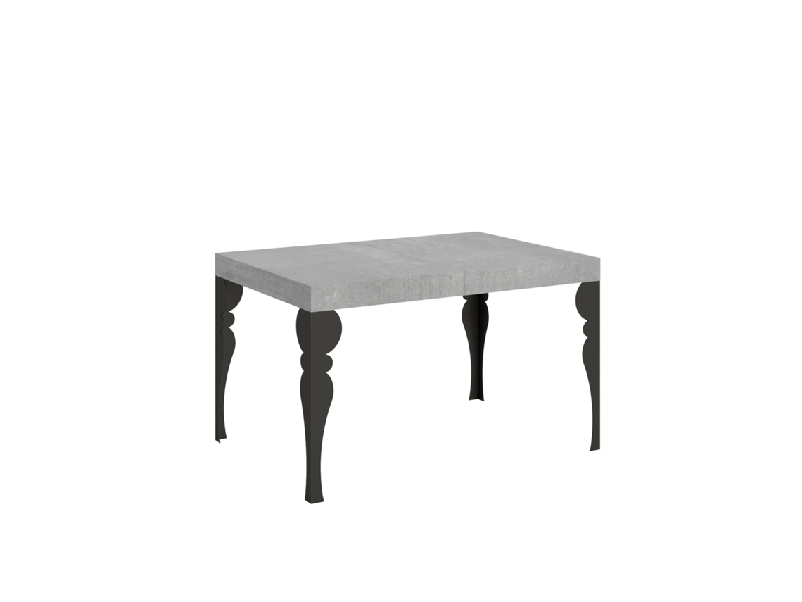 Mesa extensible Paxon 140/224x80cm Hormigón con patas antracita Itamoby