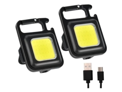 Mini Linterna Led Cob (paquete De 2), Recargable Con Abrelatas, 500 Mah, 45 G, Resistente Al Agua.