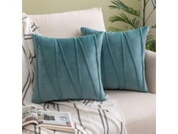 Rebe-funda De Almohada De Terciopelo Rayado Decorativa Suave 2 Piezas 45x45cm Verde Claro Para Sofá Cama Coche Salón