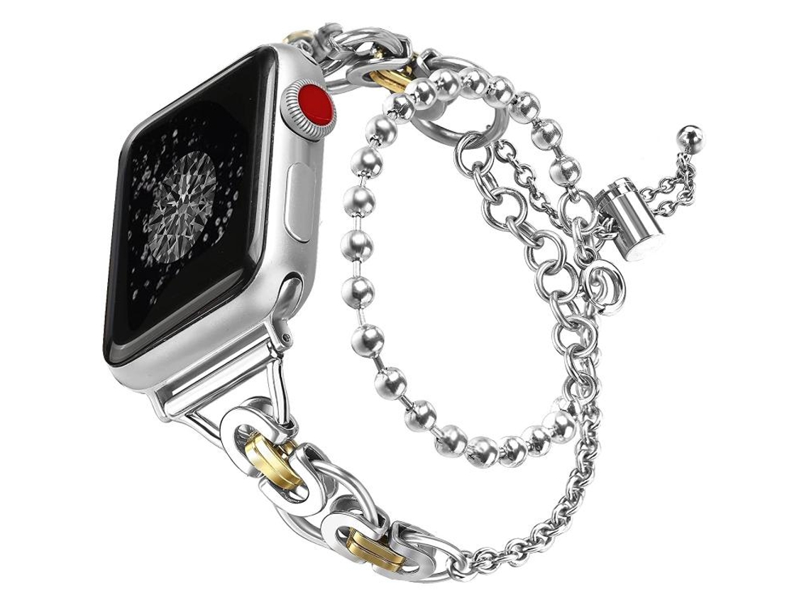 Bracelete Para Apple Watch 42/41/40/38mm - Liga De Zinco Com Corrente De Contas De Círculo Duplo Entre Dourado