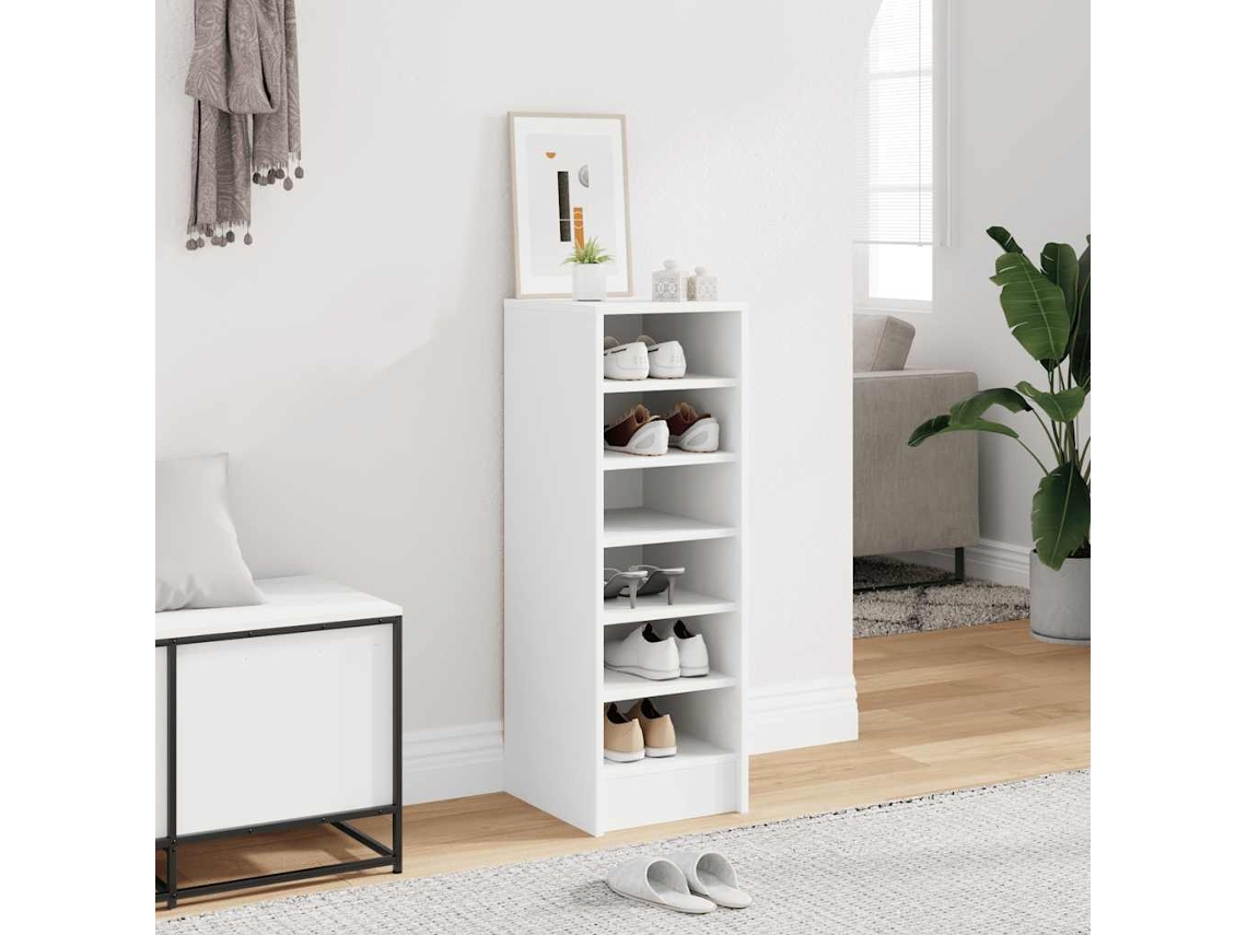 Mueble Zapatero | Armario Zapatero De Madera Contrachapada Blanco 31,5x35x90 Cm