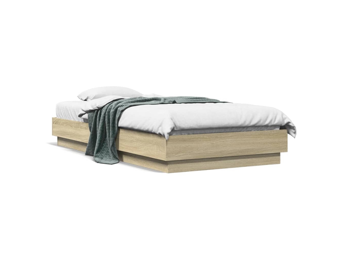 Estructura De Cama Con Luces Led Roble Sonoma 90x190 Cm