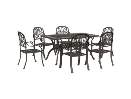 Conjunto 7 de comedor de jardín VIDAXL aluminio fundido bronce