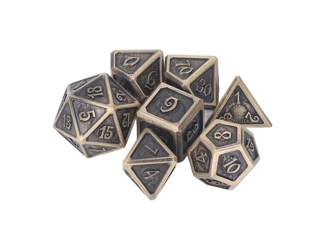 2026-set De 7 Dados De Metal Rpg Grabados Poliedros Para Juegos De Rol Tipo 2