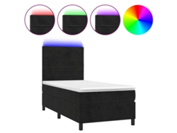 Maison Exclusive - Cama Box Spring Colchón Y Led Terciopelo Negro 80x200 Cm