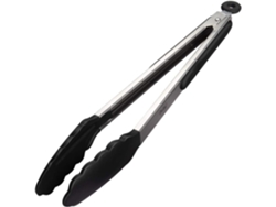 Pinza Bbq Inox Silicona 27cm, Utensilio Cocina Negro