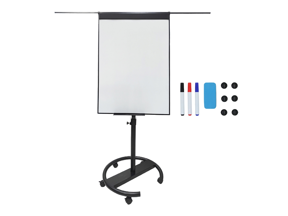 Pizarra Blanca Relaxdays, Magnética, Ajustable En Altura, Con Ruedas, Marco De Aluminio, 100 X 70 Cm