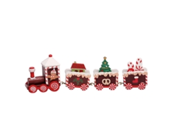 Lindo adorno navideño de madera marrón con forma de tren