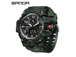 Reloj Deportivo Multifuncional Luminoso, Moderno Y A La Moda (verde Camuflaje Y Negro)