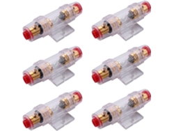 6 Portafusibles De Calibre 8 Para Autorradio Y Fusible De 60 Amperios. Cable De Audio.