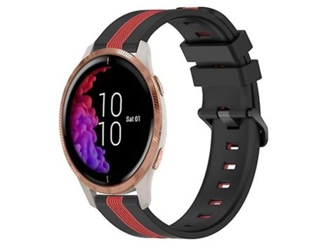Correa para Garmin Venu 20 mm Correa de reloj de silicona bicolor vertical Negro-Rojo VENISYMLIS