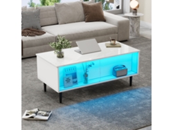 105 x 50 x 43 cm. Altura ajustable con luz LED, espacio de almacenamiento y área de exhibición.