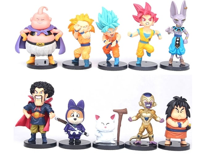 10 Figuras EASTVAPS Dragon Ball Z Sun Goku Vegeta Super Saiyan Hercule Frieza Buu Beerus Whis (4-9cm)