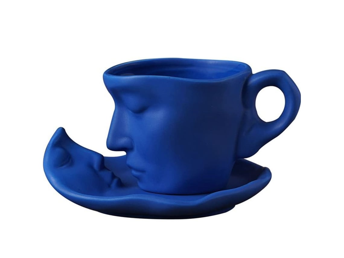 2026-33479-set De Taza Y Plato De Cerámica Para Pareja Con Diseño De Beso, Azul, 8 Onzas, Microondas Y Lavavajillas Seguro