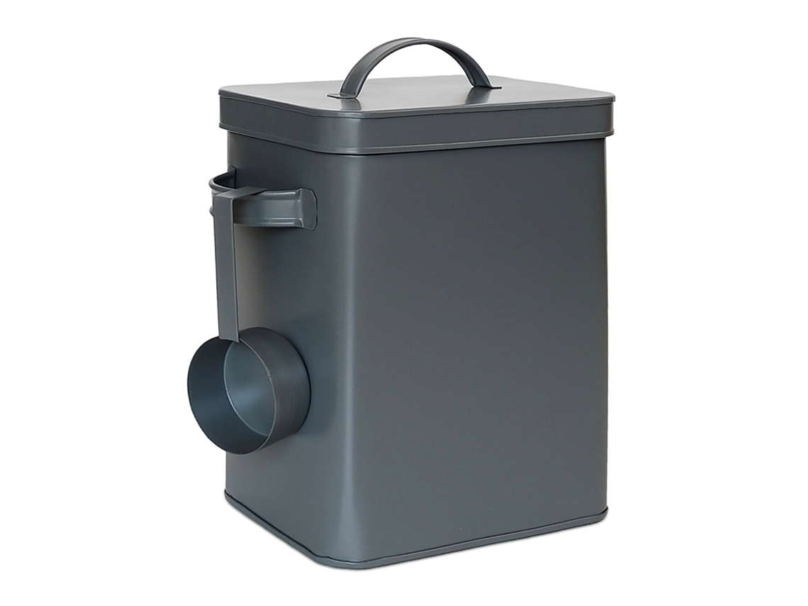 Caja Metálica Relaxdays, 6,5 L Con Dosificador, Para Pienso Y Café, Hermética, Antracita