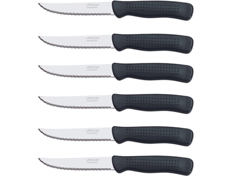 Serie Cuchillos De Mesa Chuleteros, Mango De Polipropileno, Hoja 110 Mm, Apto Para Lavavajillas, Negro, 6 Piezas (705500) VERY LUCKY