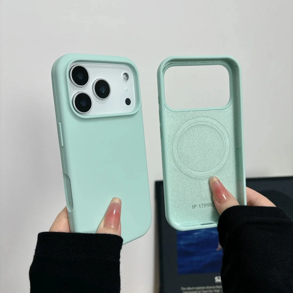 (cyan Iphone 17 Pro) Funda Original De Silicona Líquida Magsafe Para Iphone.