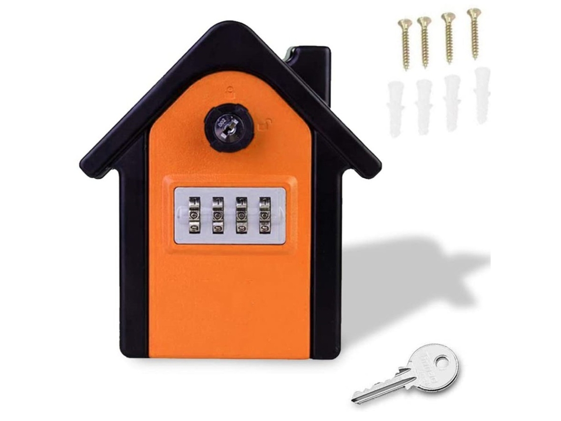 Caja De Llaves Chrui Grande Segredo 4 Dígitos Llave 15x13.5x5.5cm (naranja)