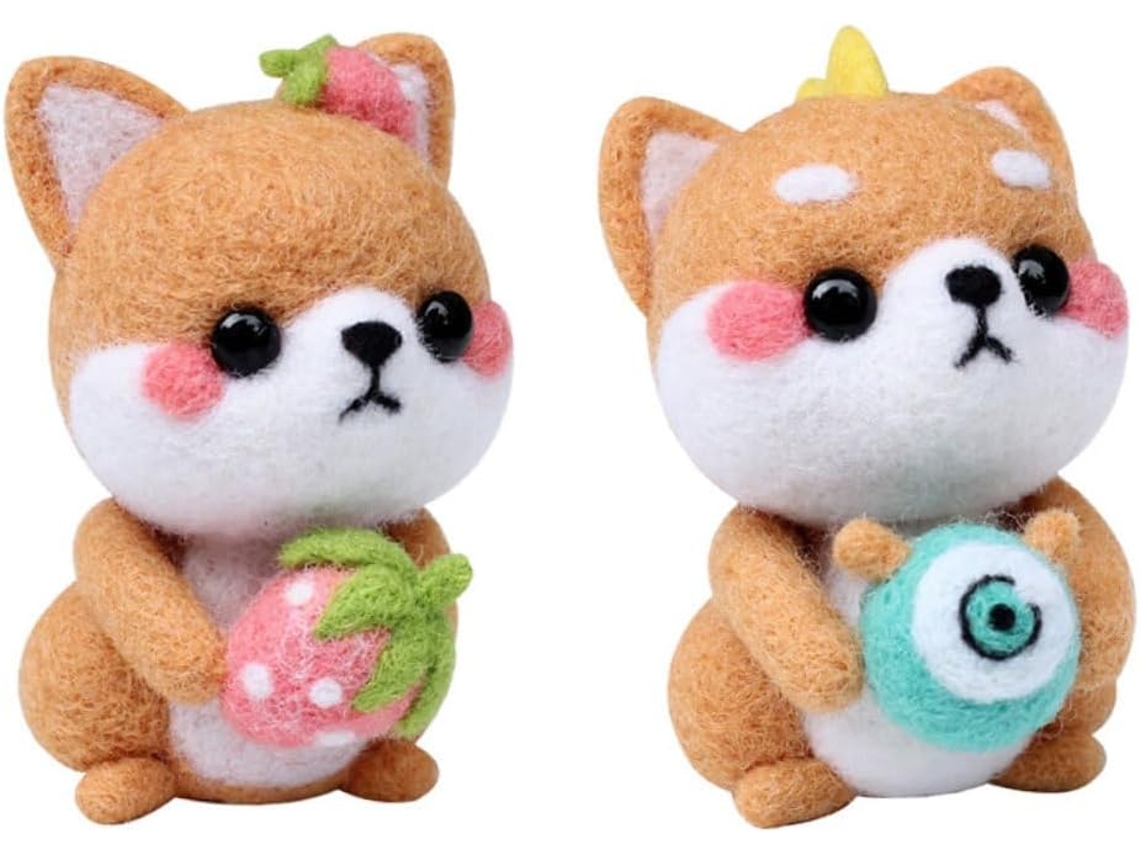 Kit De Fieltro Con Aguja Para Manualidades - Peluche De Perro Sentado - Kit De Manualidades Con Lana