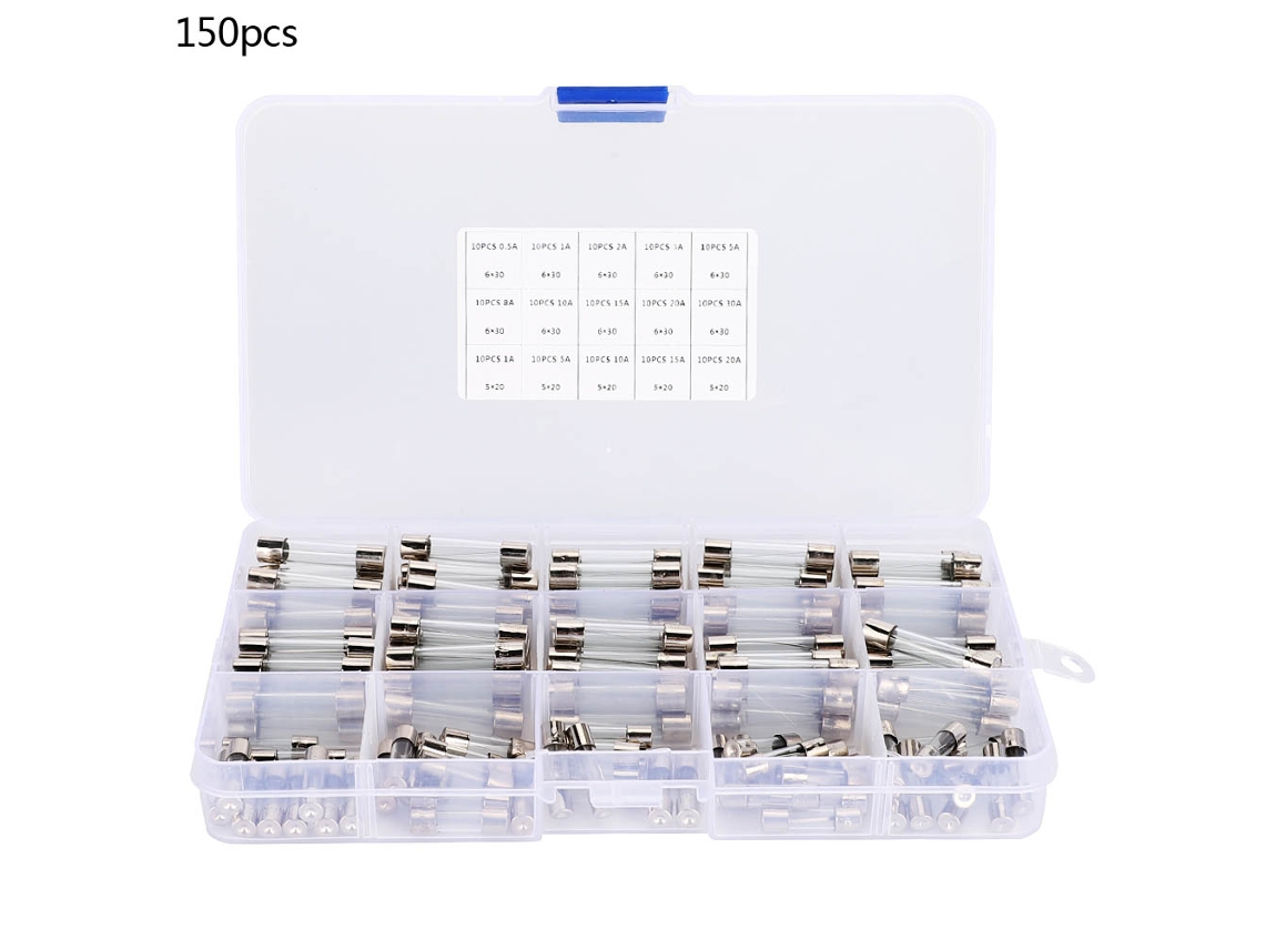 Conjunto De 150 Fusibles De Vidrio Tubulares 6x30mm Y 5x20mm 0.5a-30a Para Electrónica