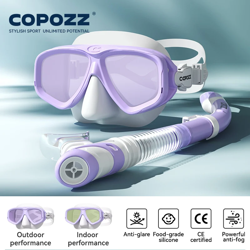 (morado) Máscara De Buceo Profesional, Antivaho, Con Placa Frontal De Cristal Templado, Unisex.