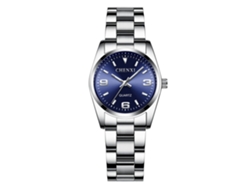 Reloj De Pareja De Acero Inoxidable Con Dial Redondo Impermeable Luminoso Mujer Azul Oscuro