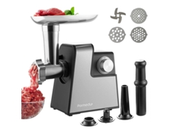 Picadora de carne eléctrica con embutidora de salchichas, picadora de acero inoxidable, 3 discos, motor potente para uso doméstico.