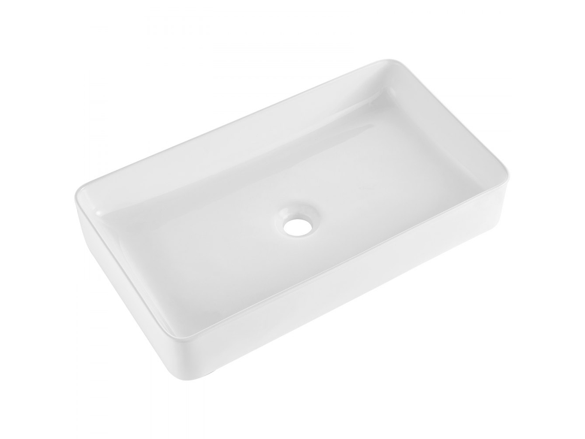 Lavabo moderno de cerámica blanca sobre encimera 609x351x112mm Tekmaquinas